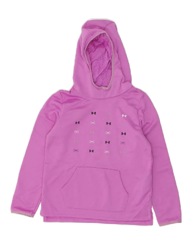 men's athletic hoodies -UNDER ARMOUR Girls Graphic Hoodie Jumper 10-11 Years Medium Pink Polyester