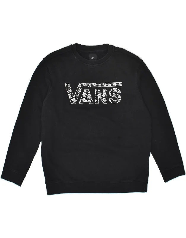 men's oversized sweatshirt hoodies -VANS Boys Graphic Sweatshirt Jumper 15-16 Years XL Black Cotton