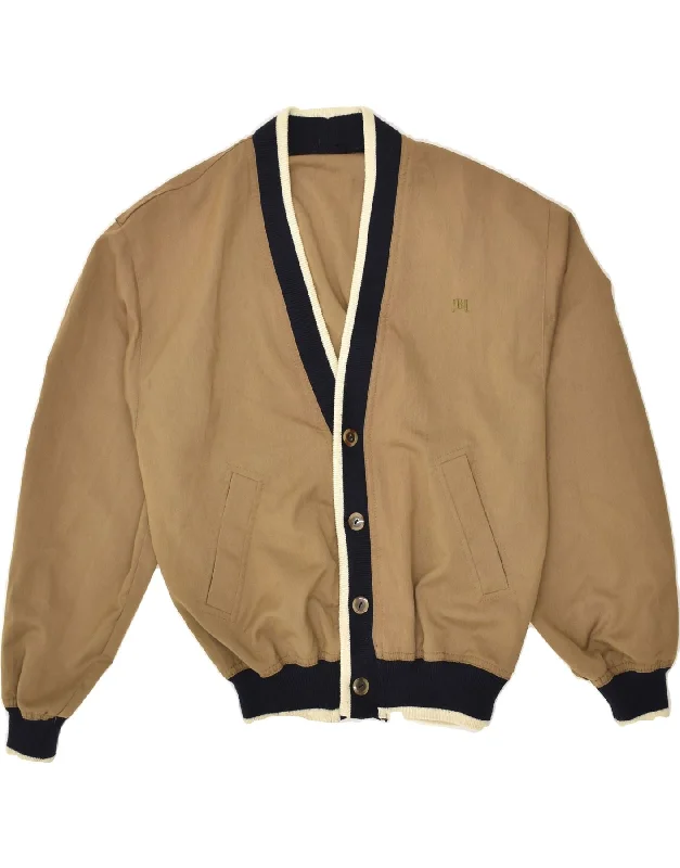 men's high-performance jackets -VINTAGE Boys Loose Fit Bomber Jacket 11-12 Years Beige Polyester