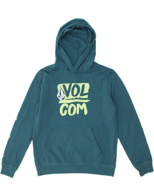 men's graphic hoodies for streetwear -VOLCOM Girls Graphic Hoodie Jumper 13-14 Years Blue Cotton