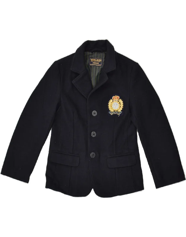 men's tailored jackets -WOOLRICH Boys 3 Button Blazer Jacket 5-6 Years Navy Blue Wool