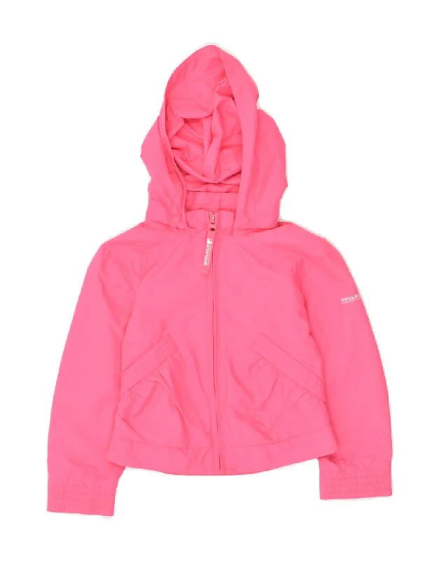 men's slim-fit jackets for work -WOOLRICH Girls Hooded Bomber Jacket 3-4 Years Pink Polyester