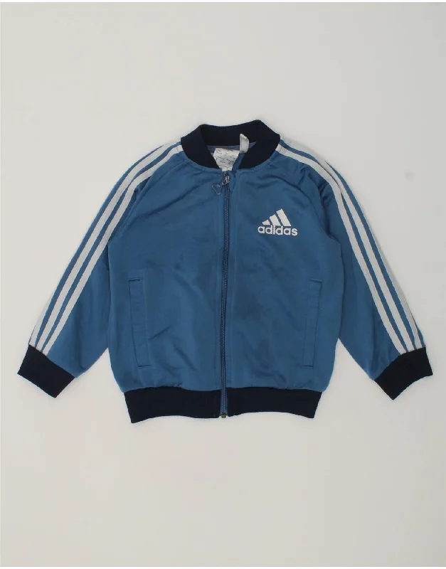 men's zip-up hooded jackets -ADIDAS Baby Boys Tracksuit Top Jacket 18-24 Months Blue Polyester