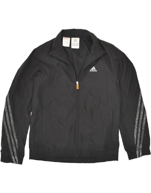 men's lightweight jackets for travel -ADIDAS Boys Tracksuit Top Jacket 11-12 Years Black Polyester