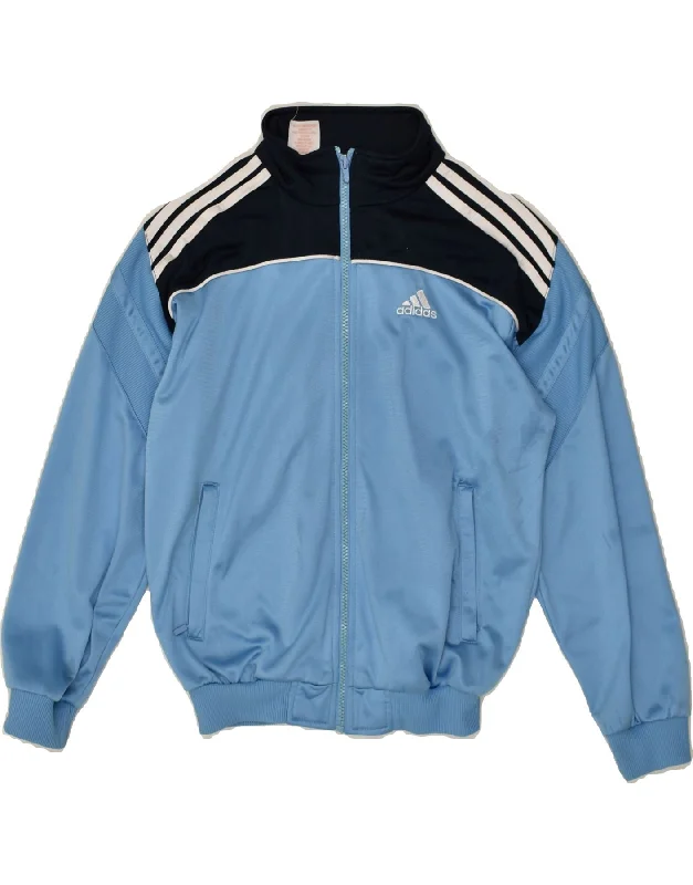 men's trench coats -ADIDAS Boys Tracksuit Top Jacket 11-12 Years Blue Colourblock Polyester