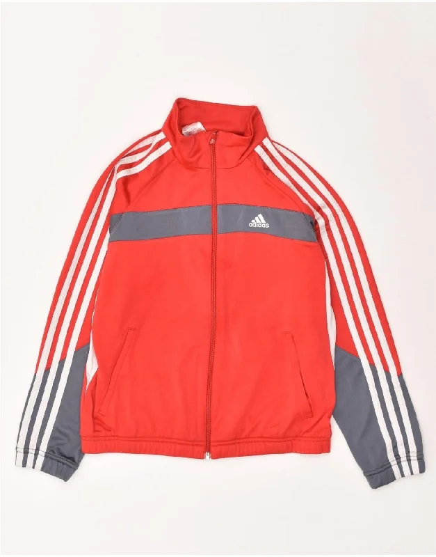 men's formal winter jackets -ADIDAS Boys Tracksuit Top Jacket 11-12 Years Red Colourblock Polyester