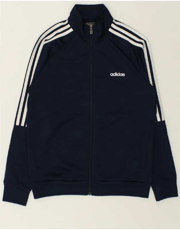 men's athletic jackets for outdoor -ADIDAS Boys Tracksuit Top Jacket 13-14 Years Navy Blue Polyester