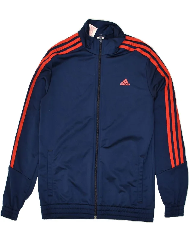 men's winter jackets with hood -ADIDAS Boys Tracksuit Top Jacket 13-14 Years Navy Blue Polyester