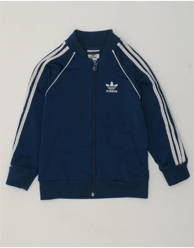 men's fleece-lined jackets -ADIDAS Boys Tracksuit Top Jacket 2-3 Years Navy Blue Polyester