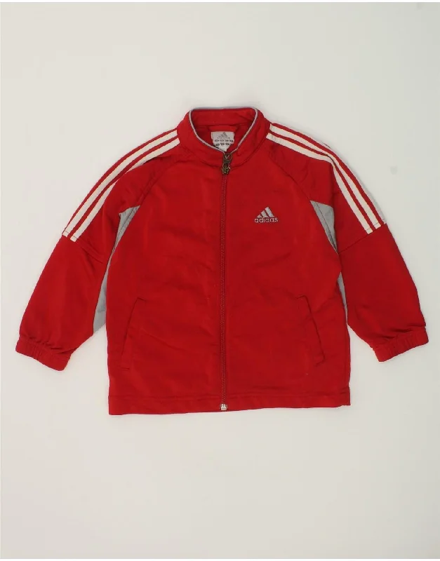 men's weather-resistant jackets -ADIDAS Boys Tracksuit Top Jacket 2-3 Years Red Polyester