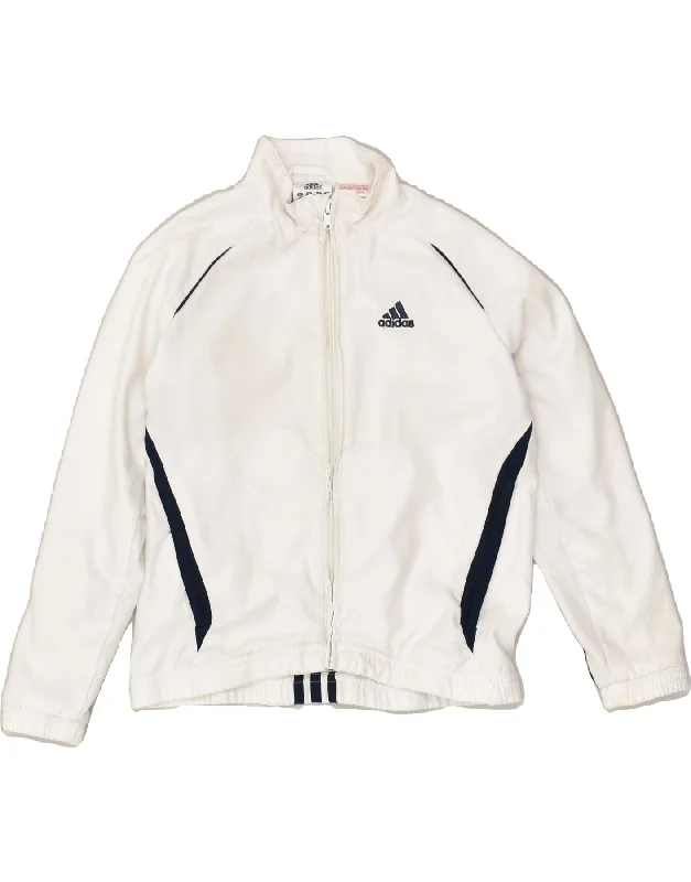 men's quilted jackets for rain -ADIDAS Boys Tracksuit Top Jacket 5-6 Years White Polyester