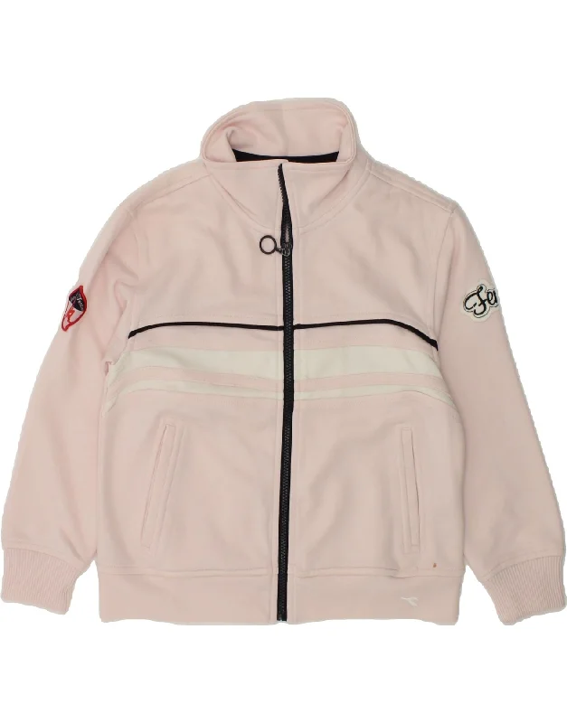 men's everyday jackets -DIADORA Girls Graphic Tracksuit Top Jacket 3-4 Years Pink Polyester