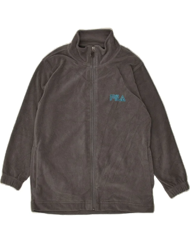 men's puffer jackets -FILA Boys Fleece Jacket 12-13 Years Grey Polyester