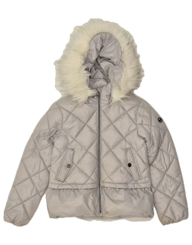 men's outdoor fleece jackets -MICHAEL KORS Girls Hooded Padded Jacket 10-11 Years Grey Polyester