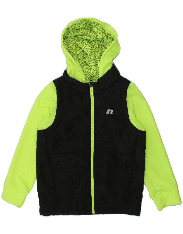 men's workwear jackets -RUSSELL ATHLETIC Boys Hooded Tracksuit Top Jacket 4-5 Years XS Green