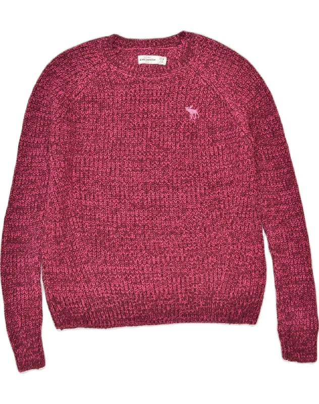 ABERCROMBIE & FITCH Girls Crew Neck Jumper Sweater 15-16 Years Maroon