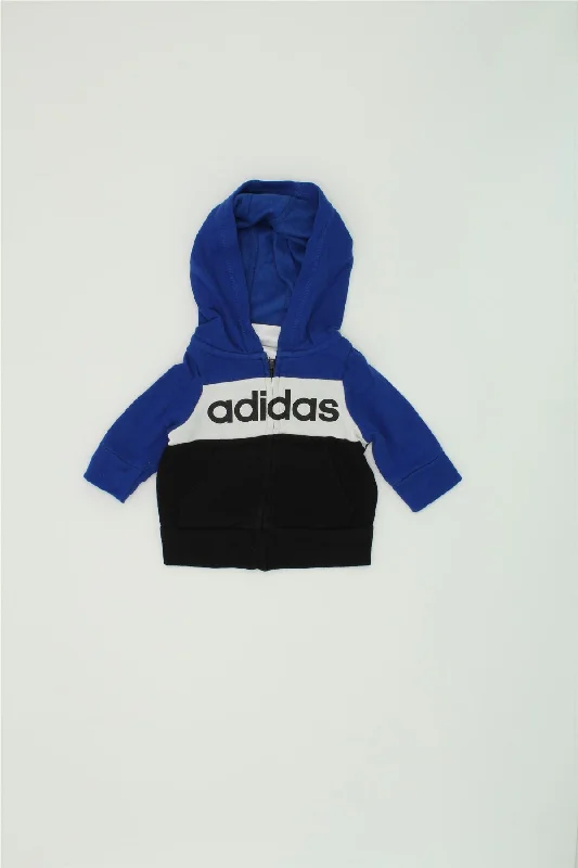 ADIDAS Baby Boys Graphic Zip Neck Jumper Sweater 3-6 Months Blue