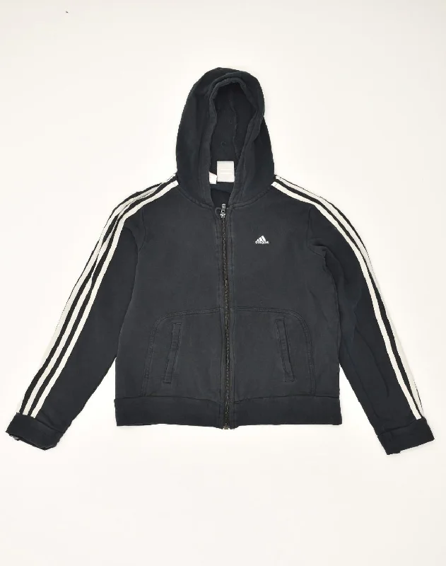 ADIDAS Boys Zip Hoodie Sweater 15-16 Years Black Cotton