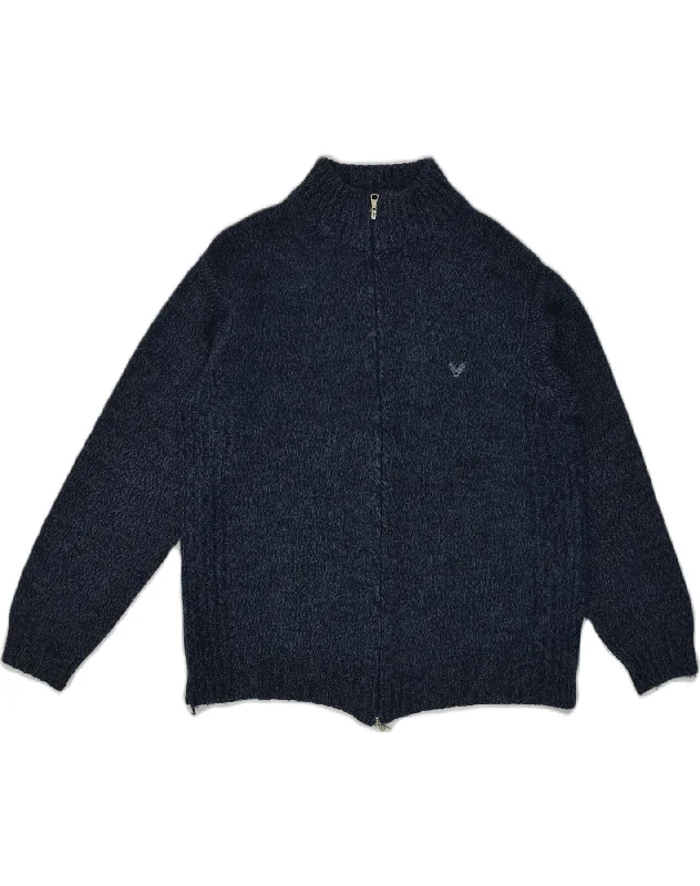 AVIREX Boys Cardigan Sweater 15-16 Years Navy Blue Flecked Wool