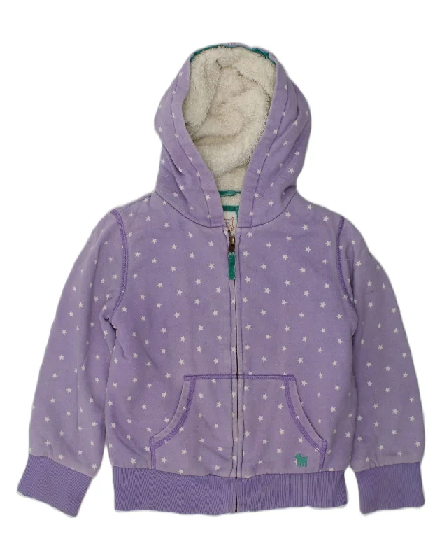 BODEN Girls Zip Hoodie Sweater 7-8 Years Purple Geometric Cotton