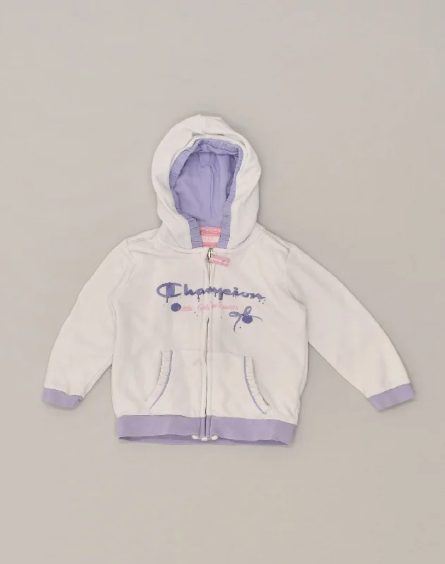 CHAMPION Baby Girls Graphic Zip Hoodie Sweater 9-12 Months Small White