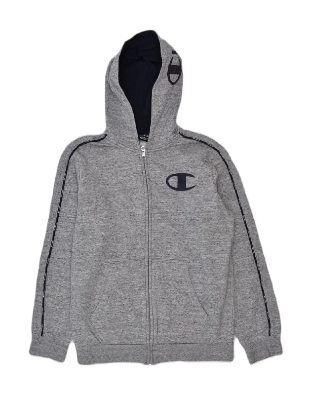 CHAMPION Boys Zip Hoodie Sweater 13-14 Years XL Grey Cotton