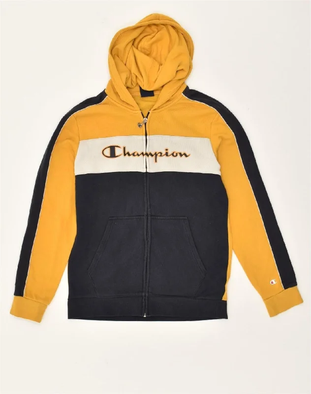 CHAMPION Girls Graphic Zip Hoodie Sweater 13-14 Years XL Yellow