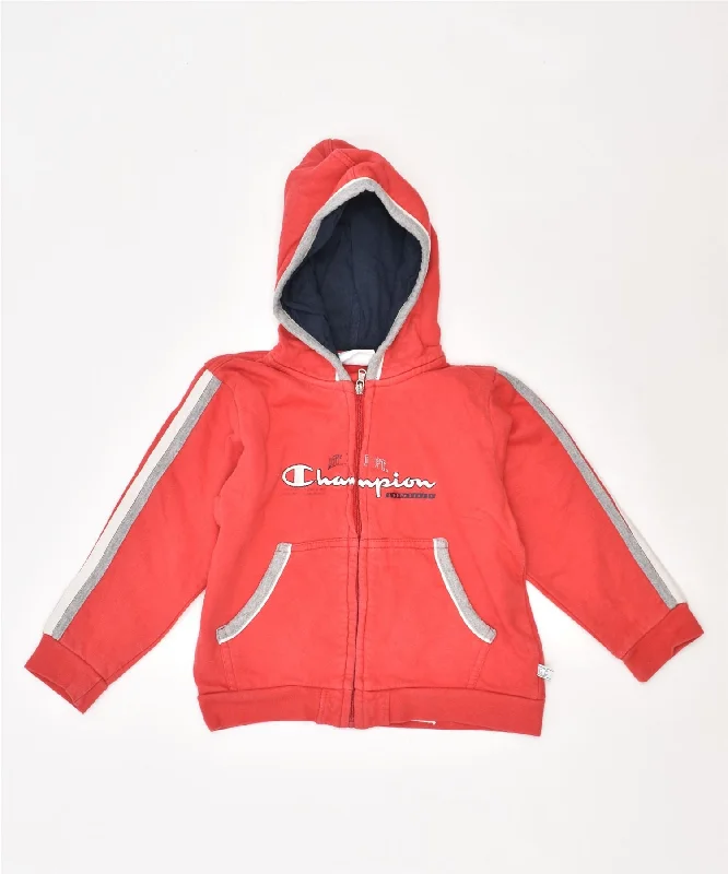 CHAMPION Girls Graphic Zip Hoodie Sweater 18-24 Months Red