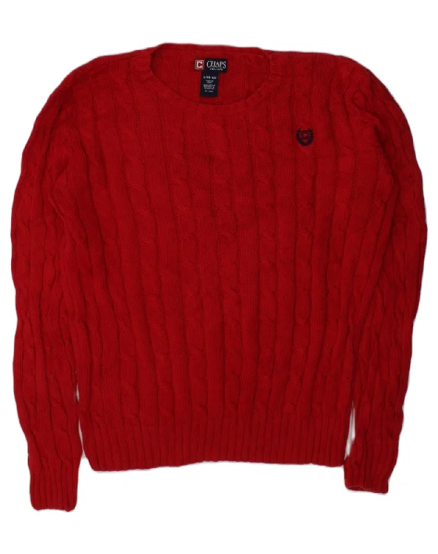 CHAPS Boys Crew Neck Jumper Sweater 14-15 Years Large Red Cotton