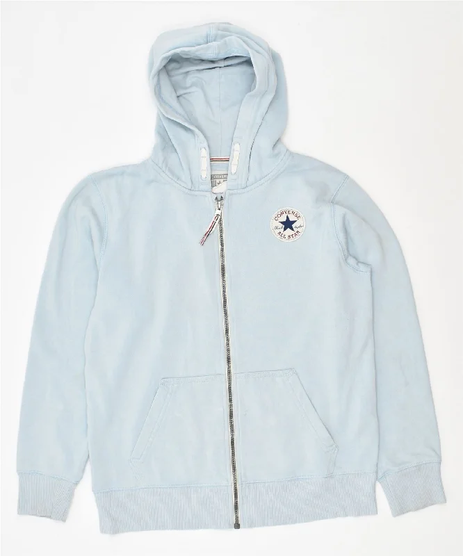 CONVERSE Boys Zip Hoodie Sweater 12-13 Years Blue Cotton