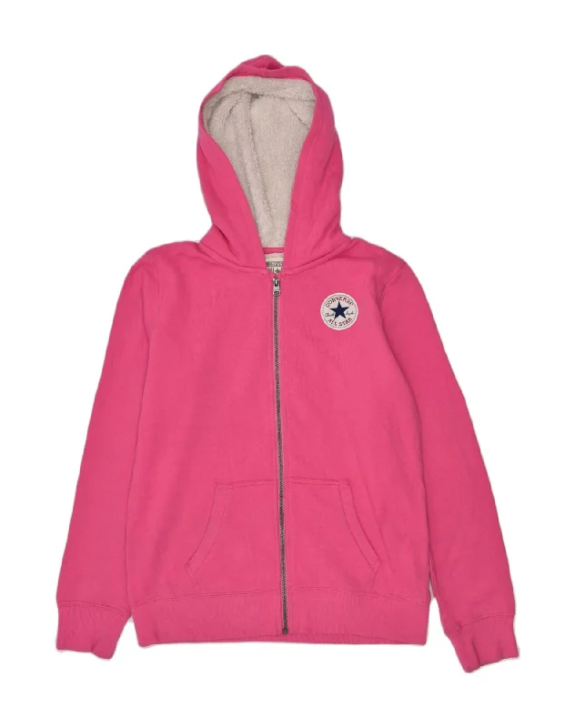 CONVERSE Girls All Star Zip Hoodie Sweater 13-14 Years XL Pink Cotton