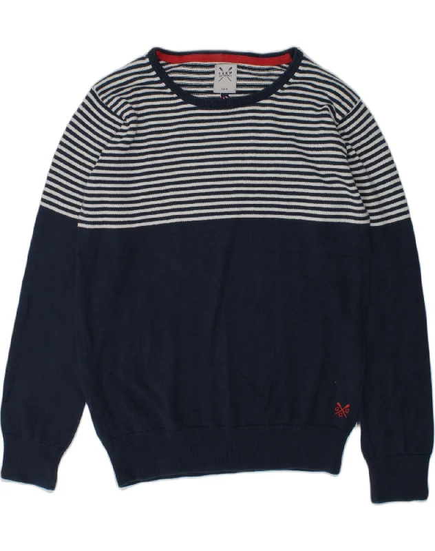 CREW CLOTHING Boys Crew Neck Jumper Sweater 10-11 Years Navy Blue Striped