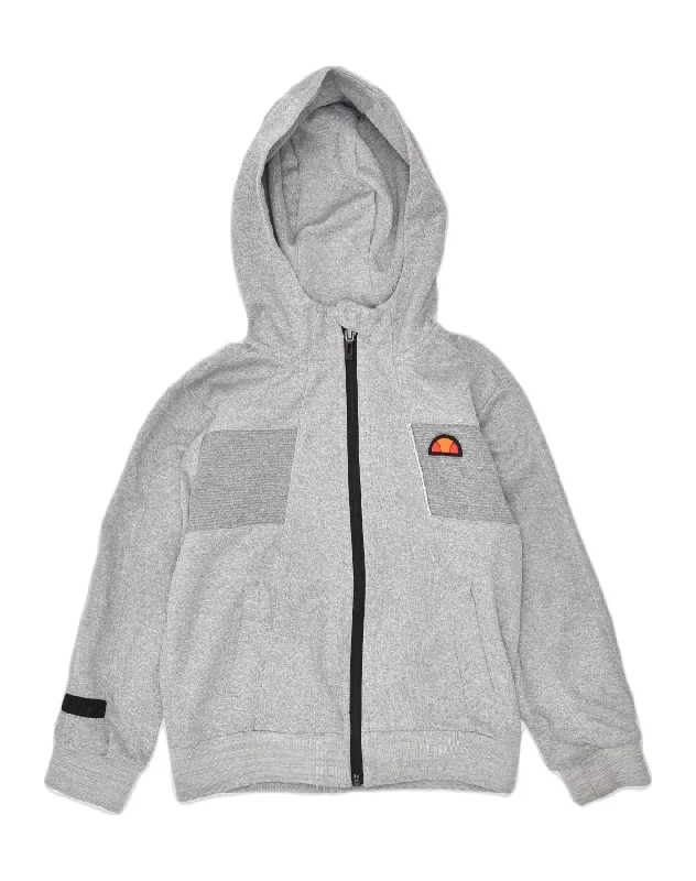 ELLESSE Boys Zip Hoodie Sweater 6-7 Years Grey Polyester