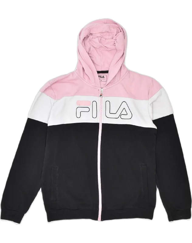 FILA Boys Graphic Zip Hoodie Sweater 15-16 Years Multicoloured Cotton