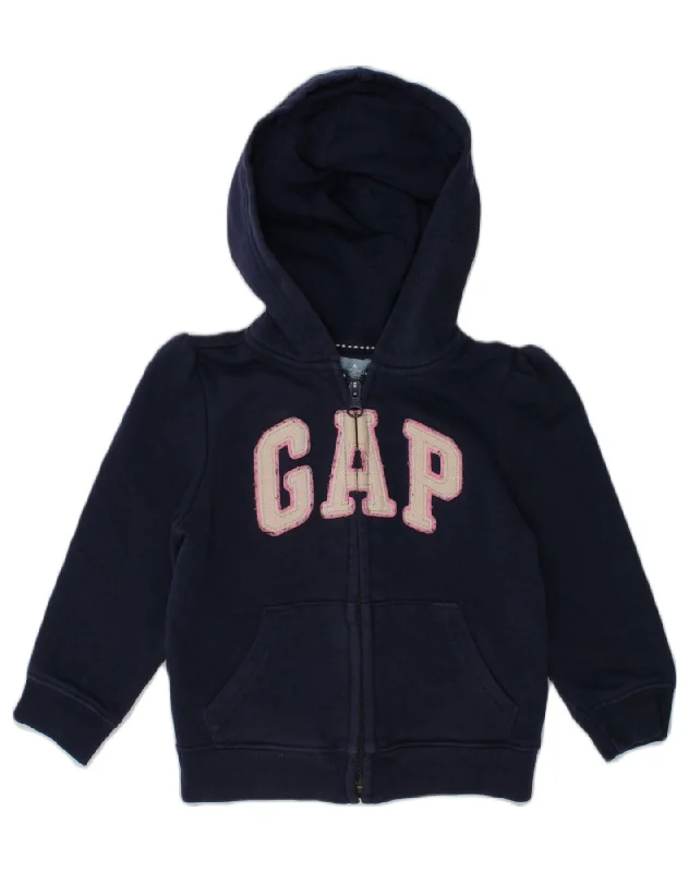 GAP Baby Girls Graphic Zip Hoodie Sweater 18-24 Months Navy Blue Cotton