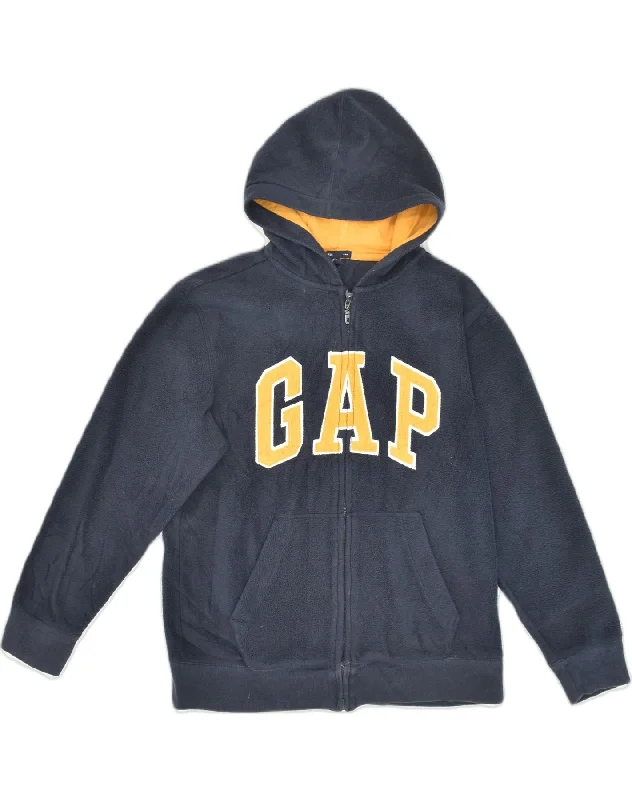 GAP Boys Fleece Zip Hoodie Sweater 12-13 Years XL Navy Blue Polyester