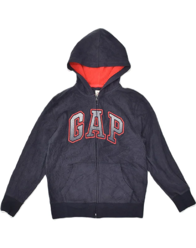 GAP Boys Graphic Zip Hoodie Sweater 12-13 Years Black Polyester