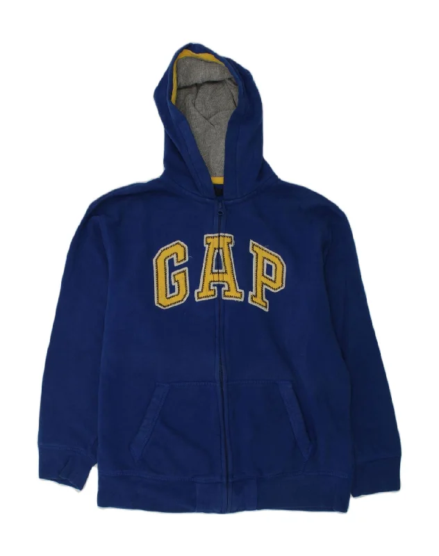 GAP Boys Graphic Zip Hoodie Sweater 14-15 Years 2XL Blue Cotton