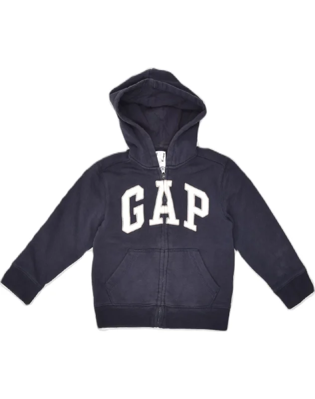 GAP Boys Graphic Zip Hoodie Sweater 4-5 Years Navy Blue Cotton