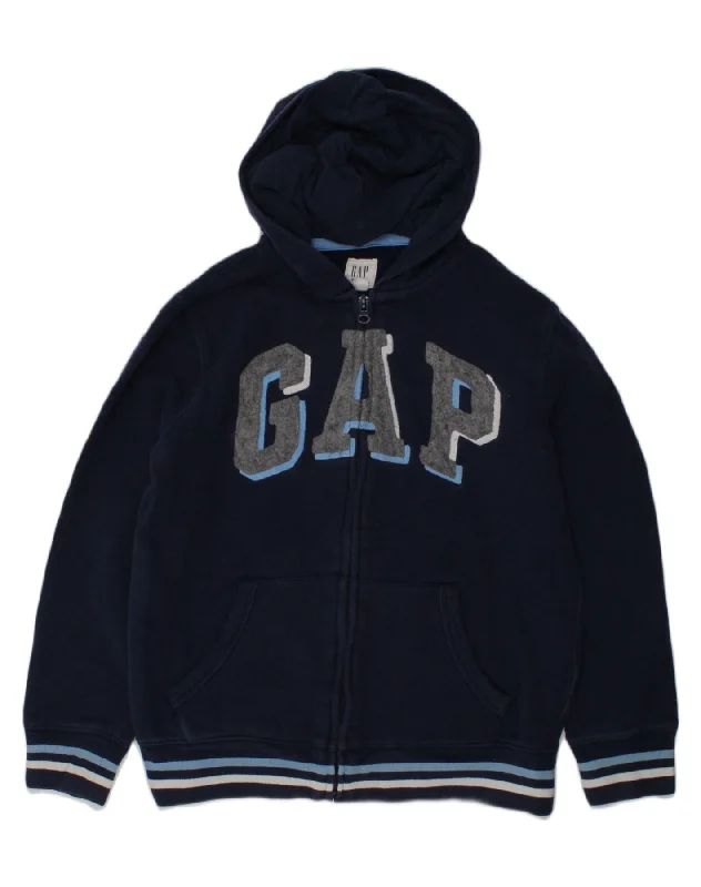 GAP Boys Graphic Zip Hoodie Sweater 9-10 Years Blue Cotton