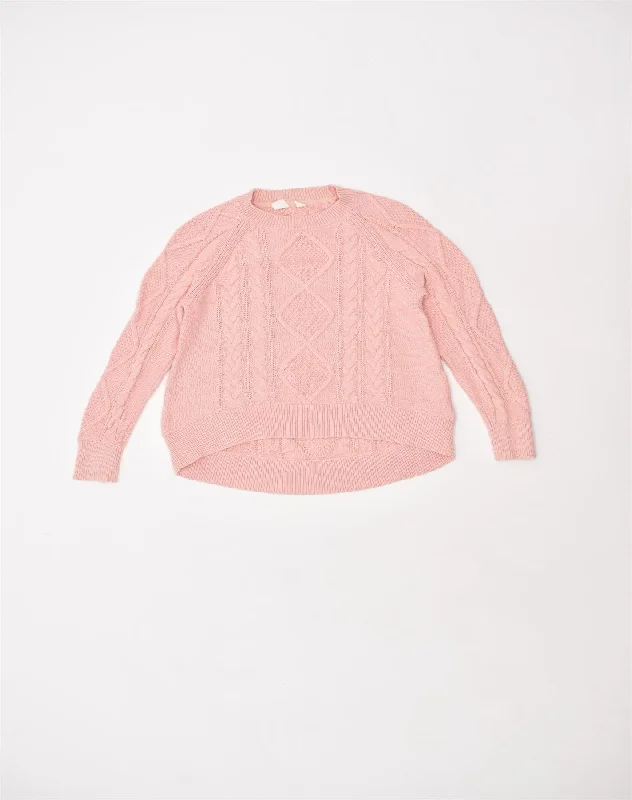 GAP Girls Crew Neck Jumper Sweater 14-15 Years Large Pink Cotton