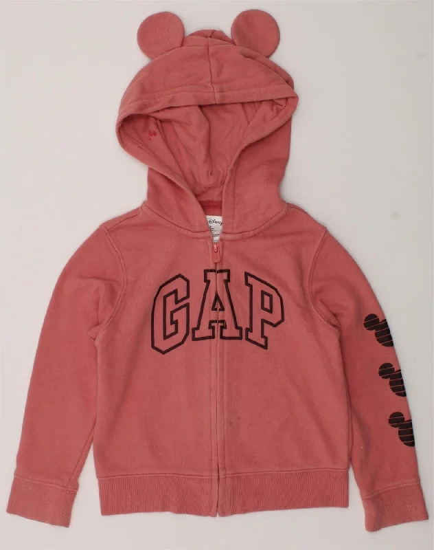 GAP Girls Disney Graphic Zip Hoodie Sweater 4-5 Years Pink Cotton