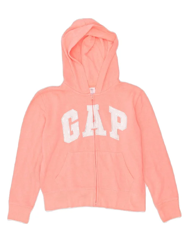 GAP Girls Graphic Zip Hoodie Sweater 14-15 Years 2XL Pink Cotton