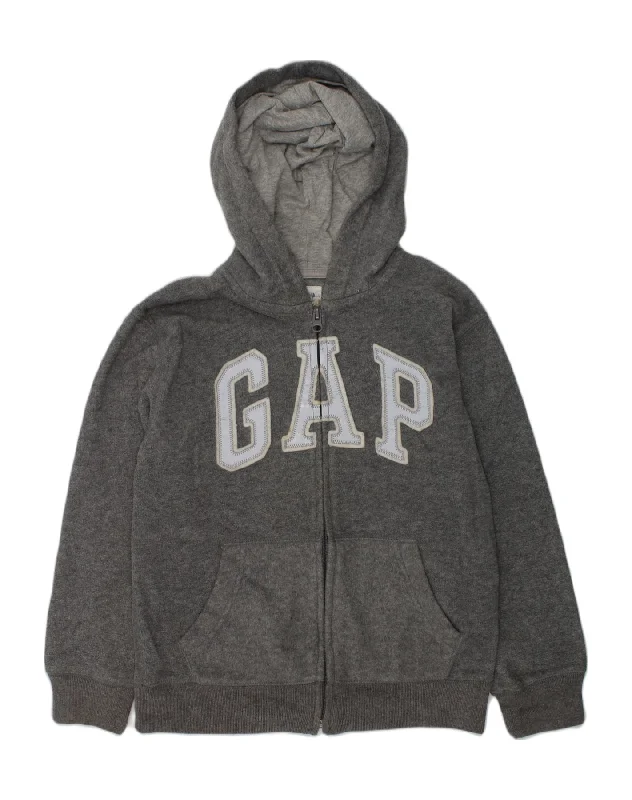 GAP Girls Graphic Zip Hoodie Sweater 15-16 Years Medium Grey Polyester