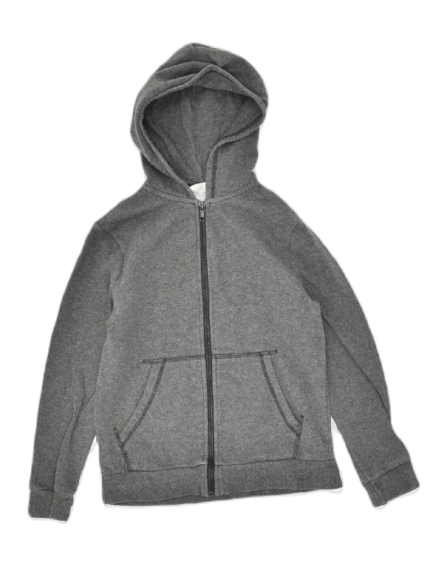 H&M Boys Basic Zip Hoodie Sweater 8-9 Years Grey Cotton