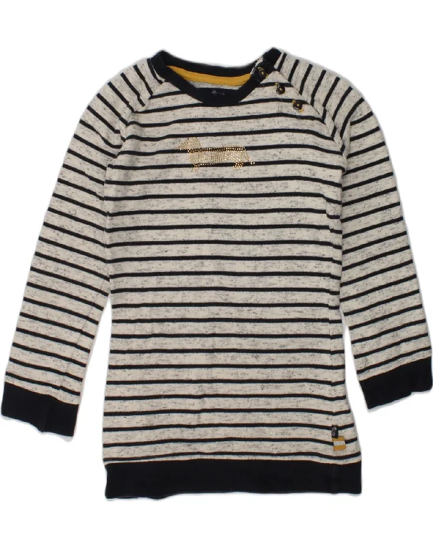 HARMONT & BLAINE Girls Crew Neck Jumper Sweater 3-4 Years Grey Striped