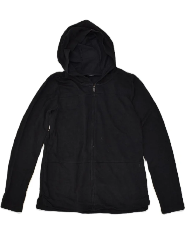 HURLEY Girls Zip Hoodie Sweater 12-13 Years Large Black Cotton