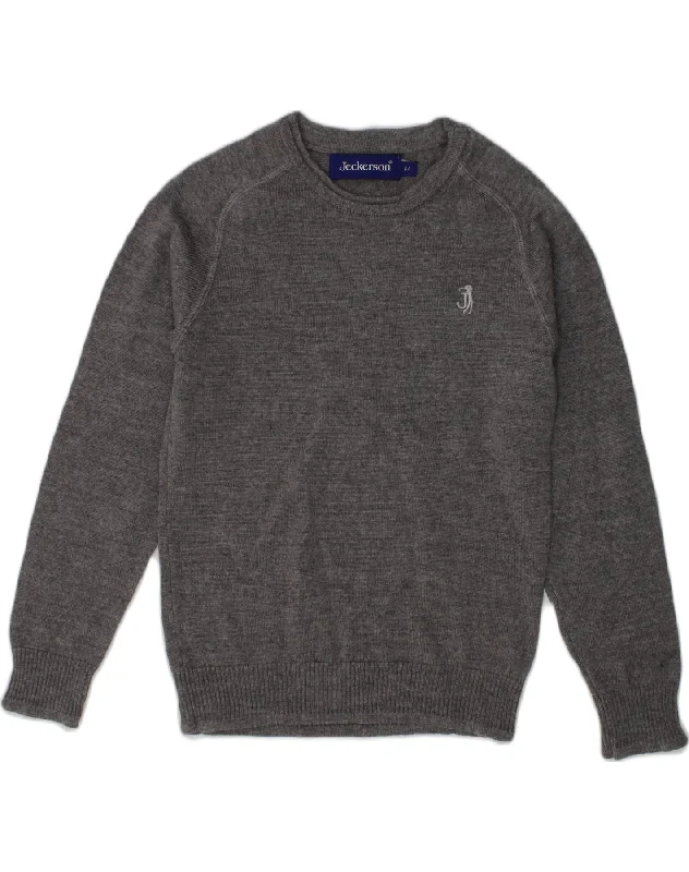 JECKERSON Boys Crew Neck Jumper Sweater 5-6 Years Grey Wool