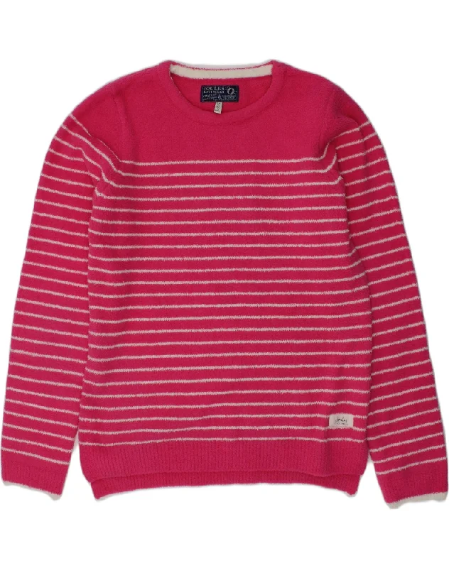 JOULES Girls Crew Neck Jumper Sweater 11-12 Years Pink Striped Polyester