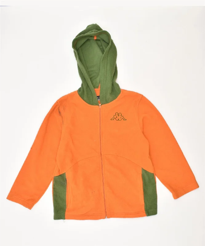 KAPPA Boys Fleece Zip Hoodie Sweater 7-8 Years Orange Polyester